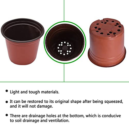 HOSTIC 6.6 Inch Nursery Pot Seedling Pot Plant Container Seed Starting Pots Multipurpose Plastic Pots 100 Packs - size: 6.6 Inch