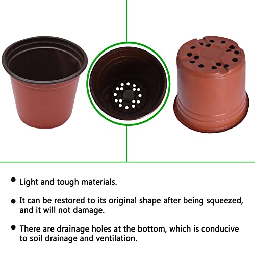 HOSTIC 6.6 Inch Nursery Pot Seedling Pot Plant Container Seed Starting Pots Multipurpose Plastic Pots 100 Packs - size: 6.6 Inch