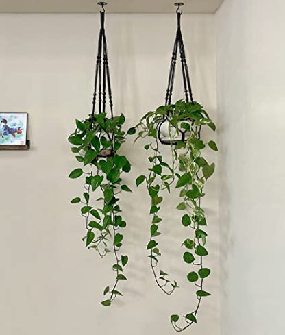 Mkono Macrame Plant Hanger Indoor 35 Inch Hanging Planter Basket Black 1Pc - color: Black