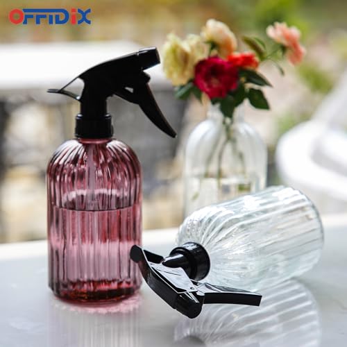 OFFIDIX Glass Spray Bottle, Plant Mister 13.5 oz Adjustable Nozzle Amaranth - color: G-Amaranth