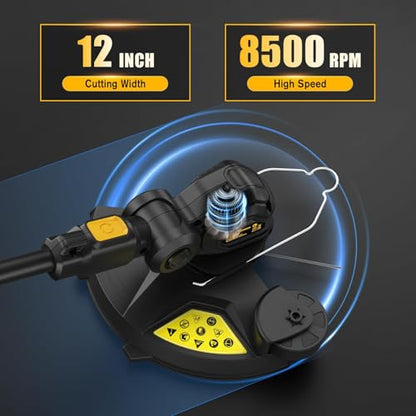 3-IN-1Cordless Weed Eater Compatible with Dewalt 20V MAX Battery, 12-Inch String Trimmer Edger & Mini Mower, 8500RPM Auto Feed Weed Wacker w/Adjustable Handle (Tool Only)