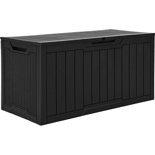 YITAHOME 100 Gallon Resin Deck Box - color: Black, size: 100 Gallon Standard