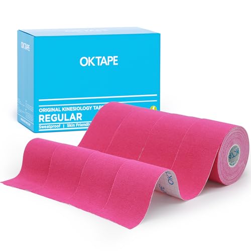 OK TAPE Kinesiology Tape (4 Pack) Latex Free Cotton Uncut 2in x 16.4ft - color: Pink, size: 4 Rolls