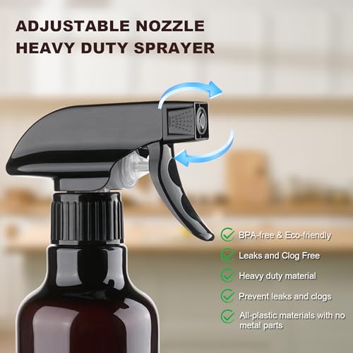 12oz/350ml Plastic Spray Bottles 1 Pack, Adjustable Mist/Stream - color: 12oz-Brown