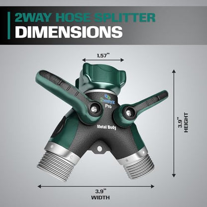2WAYZ Hose Splitter 2 Way Heavy Duty Outdoor Faucet and Garden Connector - Water Spigot Splitter - Durable All-Metal Y Adapter with Shut-Off Valve - 4 x 4 x 1.5 Inches - size: Single Splitter