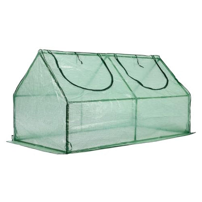 BPS 6x3x3 FT Mini Greenhouse with Roll-Up Zipper Windows, Green PE - color: Green, size: 6x3x3 FT