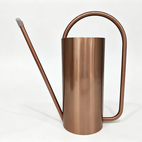 Watering Can for Indoor Plants, 50 oz/1.5L Stainless Steel Watering Can Pot with Long Spout, Garden Watering Cans with Comfortable Handle for Indoor House Plants Bonsai Flower Decorative - color: Brown