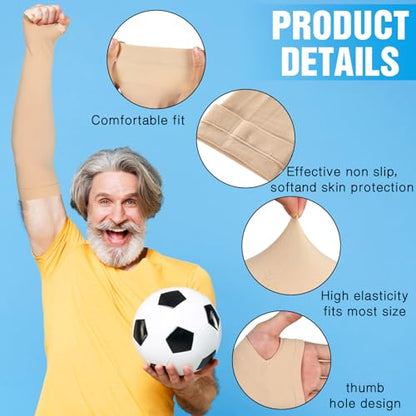 Janmercy 4 Pairs Protective Arm Sleeves for Thin Skin,Nude - color: Nude