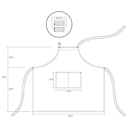 ATLINIA 100% Linen Apron for Women Men Apron for Kitchen Cooking Crafting - color: Brown