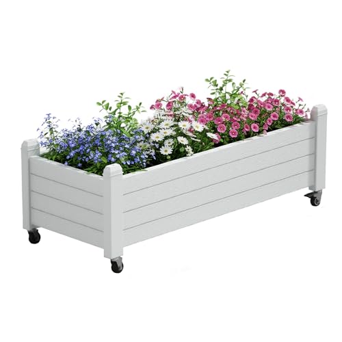 Fancyango Raised Garden Bed with Wheels 13.3" H -Ashen - color: Ashen, size: 13.3"H