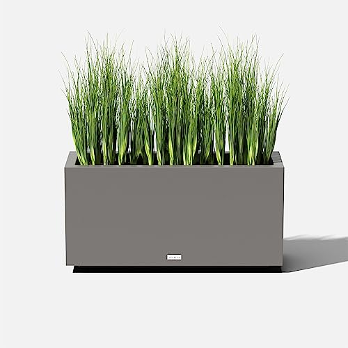 Veradek Block Series Long Box Planter - Rectangular Outdoor Planter - color: Gray, size: Medium