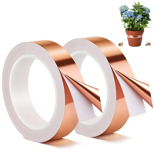 2 Pcs Copper Tape for Slugs and Snails, 1 Inch X 66 ft - size: 1 Inch x 66 ft