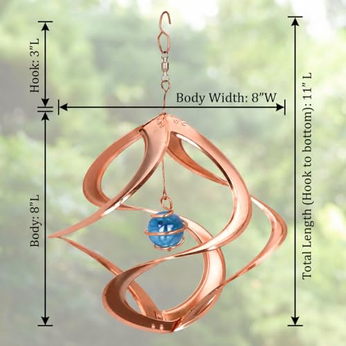 Red Carpet Studios The Original Cosmix Helix Wind Spinner Indoor/Outdoor Hanging Art, 11" Tall, Copper with Blue Planet - color: Blue Planet