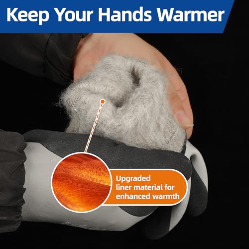 Schwer 2 Pairs 100% Waterproof Winter Work Gloves Latex Coated, CR3305, XL - color: Winter Grey, size: X-Large