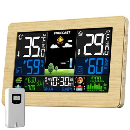 Weather Station Wireless Indoor Outdoor Thermometer, Digital Thermometer, Large Display Home Weather Stations with Weather Forecast, Atomic Clock, Barometric Pressure, B