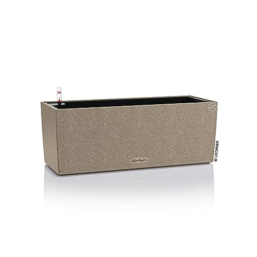 Lechuza BALCONERA Stone 50 Sand Beige, Self-Watering Window Box (Railing Planter), H7.5 L19.7 W7.5 in - color: Sandy Beige, style: 50