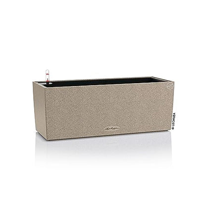 Lechuza BALCONERA Stone 50 Sand Beige, Self-Watering Window Box (Railing Planter), H7.5 L19.7 W7.5 in - color: Sandy Beige, style: 50