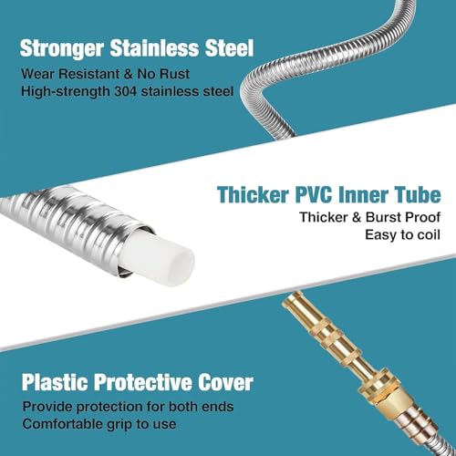 Retractable Metal Water Hose100ft, 304 Steel Expandable Garden Hose