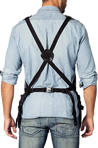 Under NY Sky Tool Apron, Magnetic Bits Holder, Cross-Back,18 Pockets, Gray - color: Gray