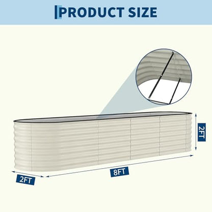 Garvee 2 Pack 8x2x2ft Galvanized Raised Garden Bed, Oval Metal Planter Box - color: Beige-oval, size: 8x2x2ft 2pcs