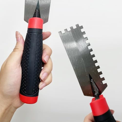 6 Inch Concrete Tile Tools 2pcs Set, Flat + Notched Margin Trowel - size: Flat+Notched