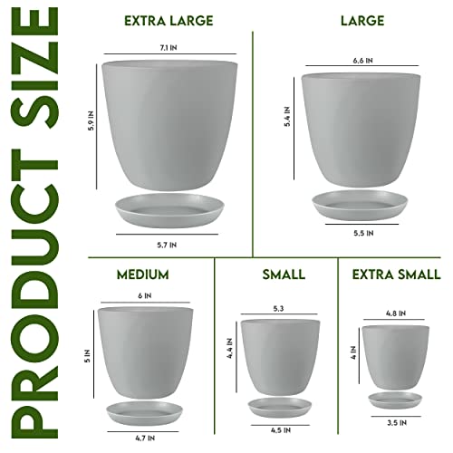 Plant Pots Indoor with Drainage, 10 Pack Multi-Size Planters Set, Grey - color: Gray, size: Pack of 10