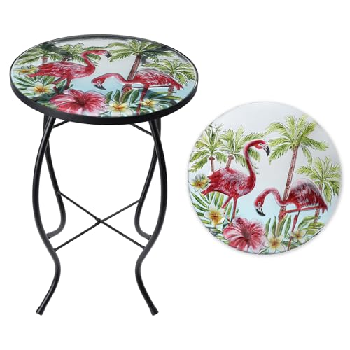 VCUTEKA Outdoor Side Table,14" Patio Accent Table Bistro Coffee End Table - color: Pink