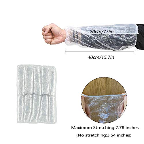 Disposable Arm Sleeves Covers, PeSandy 100pcs Waterproof PE Oversleeves Covers - color: Clear
