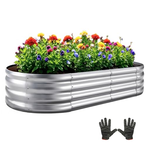 Galvanized Garden Bed kit for Vegetables/Herbs/Flowers (8X4X1) - size: 8X4X1
