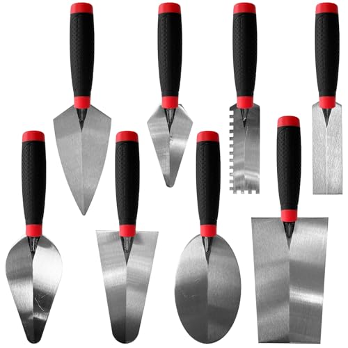 8 Pack Masonry Hand Tool Set, Brick/Margin/Gauging & Bucket Trowel - size: Small--8 Pcs