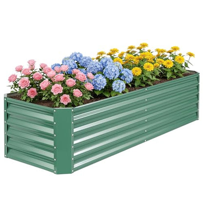 Raised Garden Bed Kit 6x2x1.4ft, Metal Planter Boxes Outdoor, Green - color: Lotusgreen, size: 6x2x1.4ft