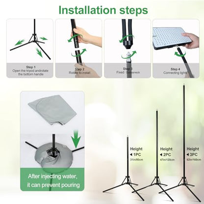 FRGROW 4Head New Stand Full Spectrum Grow Light for Indoor Large Plants - size: 4 Head-New Stand
