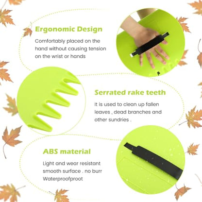 2 Set Leaf Scoops Hand Rake, Leaf Scoops and Claws with 2 Pairs Gloves, Lightweight Plastic Hand Held Rakes Yard Scoop for Picking up Leaves Garden Rubbish Yard Waste
