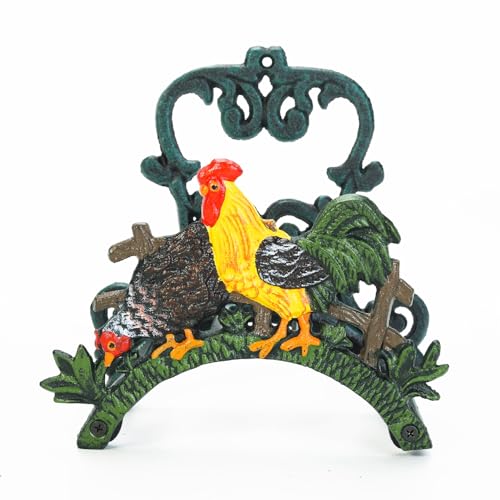 Sungmor Heavy Duty Cast Iron Hose Holder, Garden & Yard Decorative Wall Mounted Hose Butler, Water Pipe Holds, Rack, Hanger, Antique Wall Decorations - color: Shape A-Cock