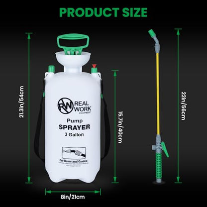 REALWORK 3-Gallon Handheld Tank Sprayer with Carry Handle and Shoulder Strap for Pests & Weeds, Watering Garden, and Spraying Plants, in Translucent White - size: 3 gallon