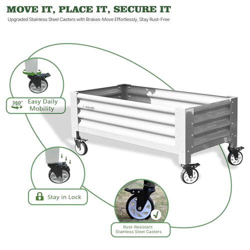 Anleolife Low-Profile Elevated Raised Garden Bed, Antique White - color: Antique White, size: 48x24x22 in