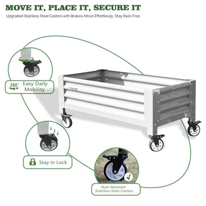 Anleolife Low-Profile Elevated Raised Garden Bed, Antique White - color: Antique White, size: 48x24x22 in