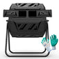 Compost Tumbler Bin Composter Dual Chamber 43 Gallon (Bundled with Pearson's Gardening Gloves) - color: Black