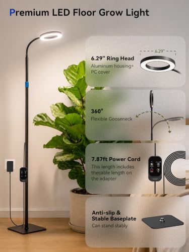GLOWRIUM Smart Grow Lights for Indoor Plants, Full Spectrum LED Floor Light
