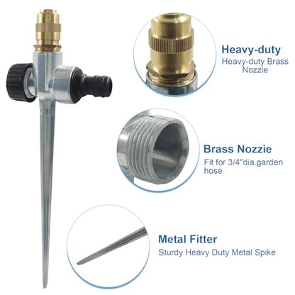 4 Pcs Metal Lawn Sprinklers, 360° Coverage, Brass, Aluminum Alloy - color: Grey,4pcs