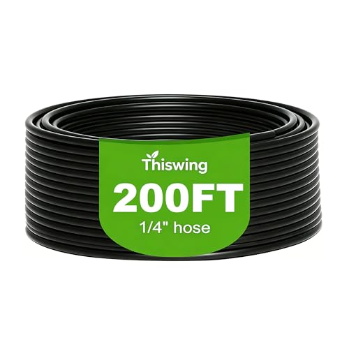 Thiswing 200FT 1/4 inch Drip Irrigation Tubing, 7mm OD x 4mm ID Drip Line