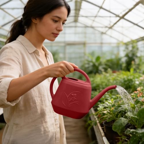 Watering Can with Long Spout 1 Gallon -Wine Red - color: Wine Red
