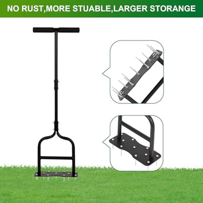 sancat Aerator Lawn Tool,Manual Lawn aerators with 11 Iron Spikes,Sturdy Handle Grass Aerator for Yard,Lawn Aerator Tool for Garden, Revives Lawn Health.