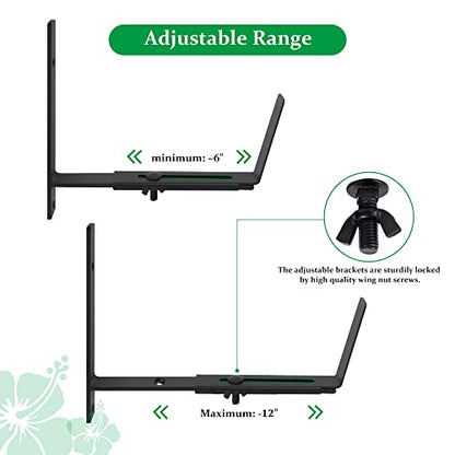Maotong Adjustable Window Planter Box Brackets 4 Pack, Heavy Duty Wall Mount Flower Box Holder for Planter Box Depth (Front to Back) 6 to 12 Inches, Black - size: Set of 4