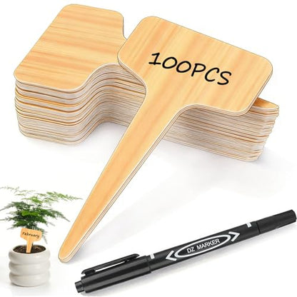 Wanateber 100 Pcs Plastic Plant Labels & Garden Markers with Marking Pen