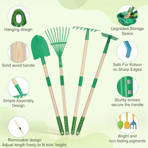 10pcs Kids Gardening Tools Set - Wheelbarrow Set for Kids3-8 - color: Light green