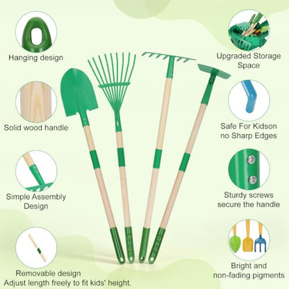 10pcs Kids Gardening Tools Set - Wheelbarrow Set for Kids3-8 - color: Light green