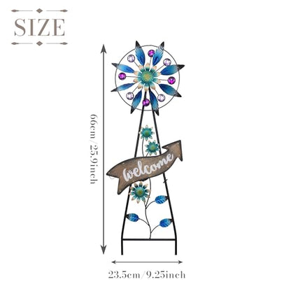 TERESA'S COLLECTIONS Solar Metal Wind Spinner Garden Stake Mom Gift 26" - color: Blue, size: Medium