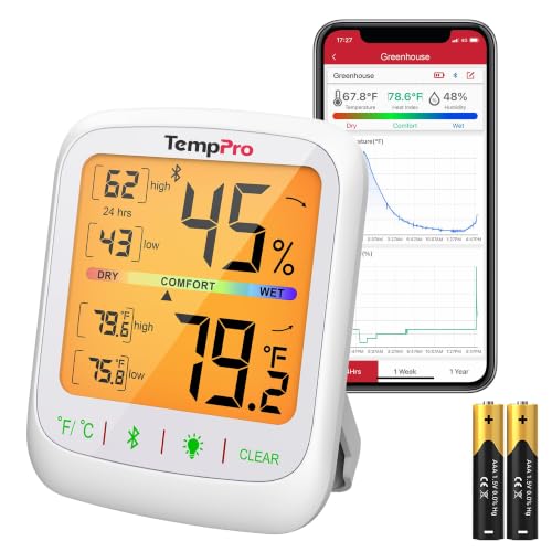 TempPro TempAir Bluetooth Hygrometer Thermometer with Large Backlit LCD