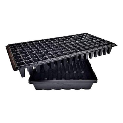 Bootstrap Farmer 128 Cell Tray Combo with 1020 Trays No Holes Black 5-Pack - size: 5 Flats and 5 Cell